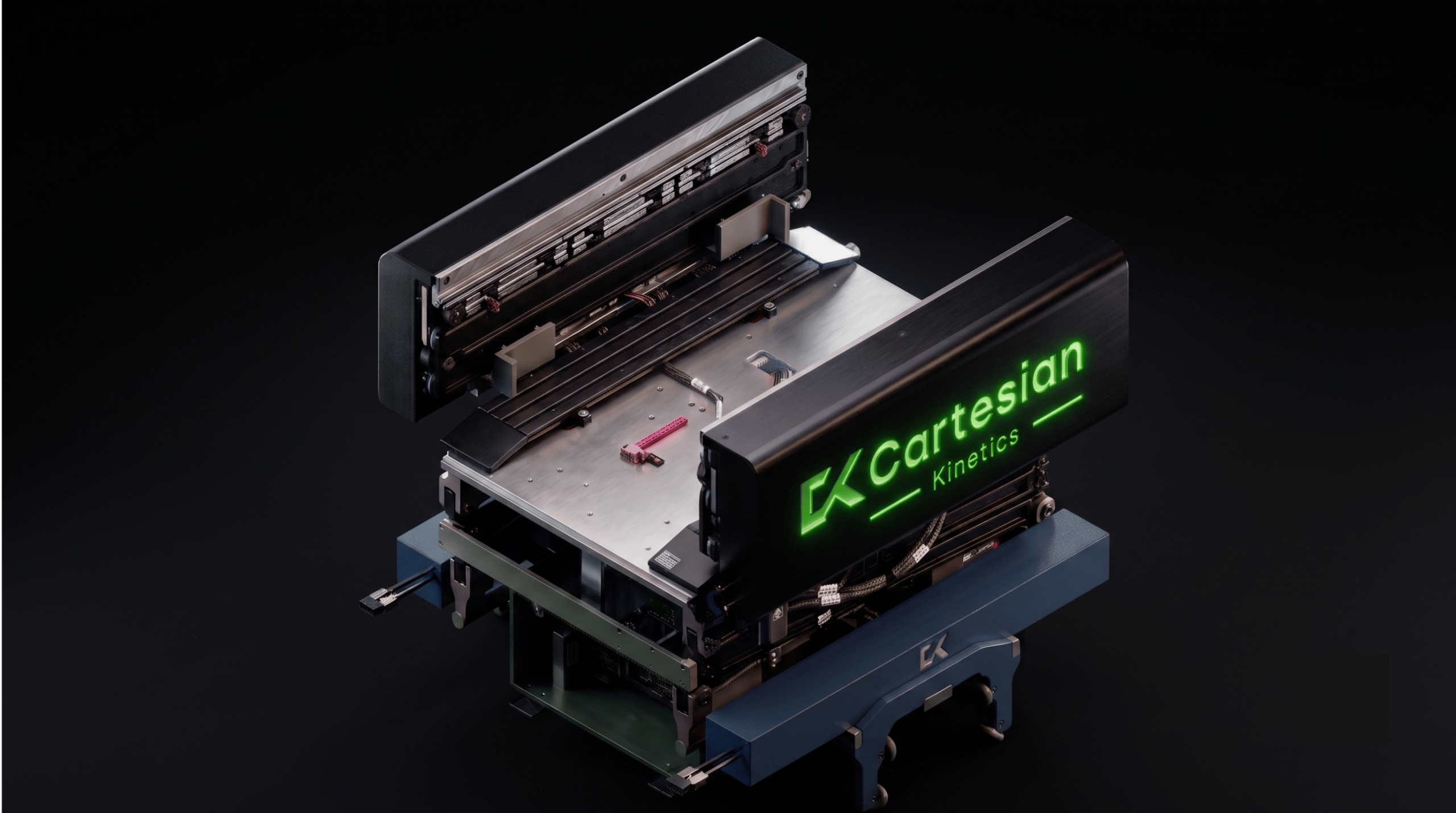 Carte+ robot shuttle retrieving inventory from warehouse racks